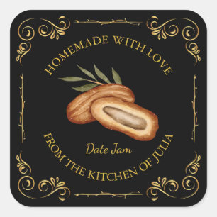 Vintage Homemade Date Jam Square Label