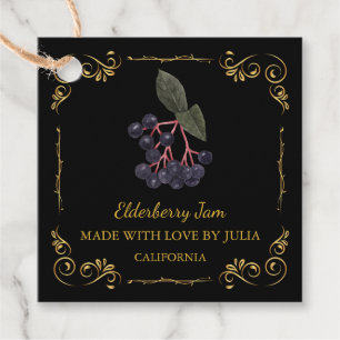 Vintage Homemade Elderberry Jam Square Hang Tag