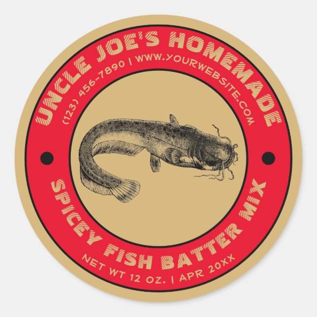 Vintage Homemade Fish Batter Mix Label Template (Front)