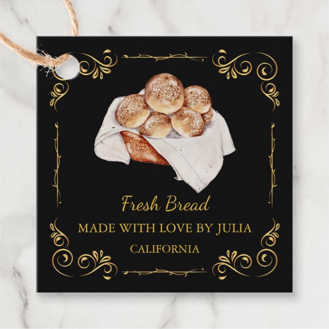 Vintage Homemade Fresh Bread Square Hang Tag (Front)