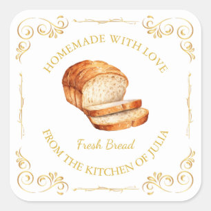 Vintage Homemade Fresh Bread Square Label