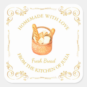 Vintage Homemade Fresh Bread Square Label