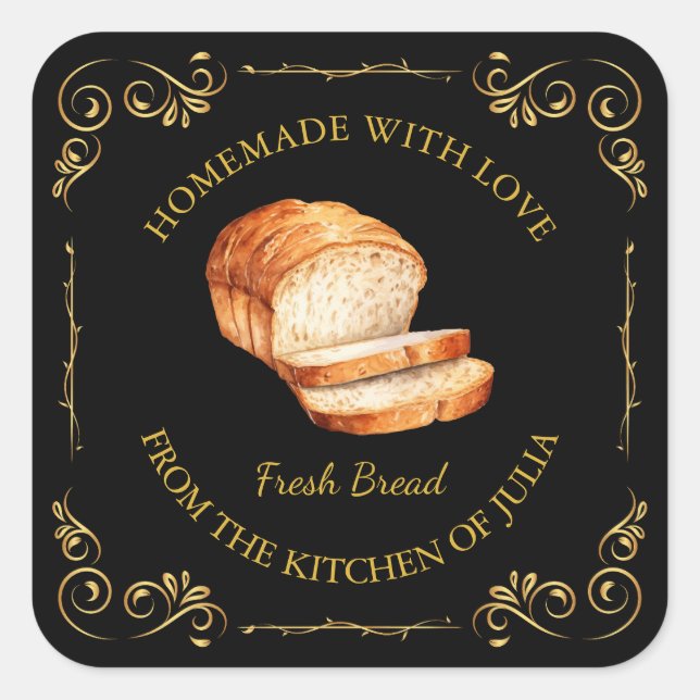 Vintage Homemade Fresh Bread Square Label (Front)