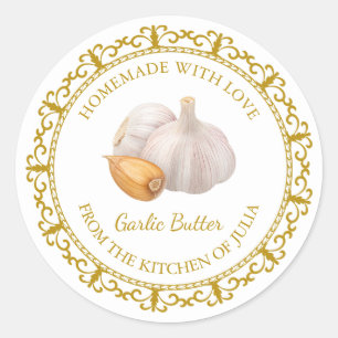 Vintage Homemade Garlic Butter Label l White