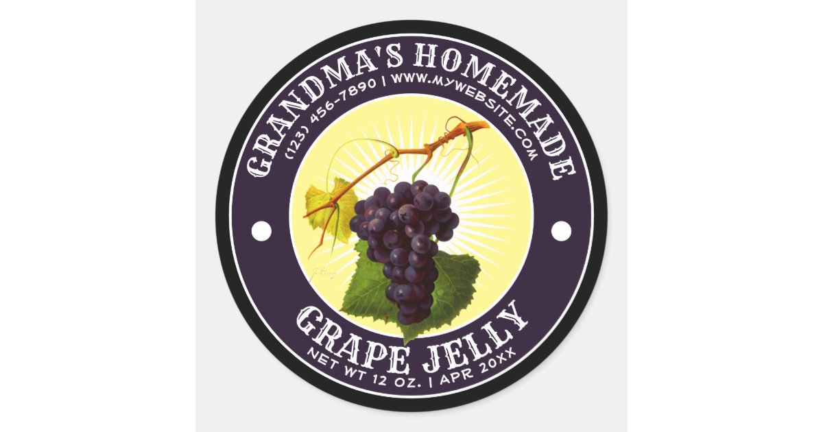 Vintage Homemade Grape Jelly Label Template | Zazzle