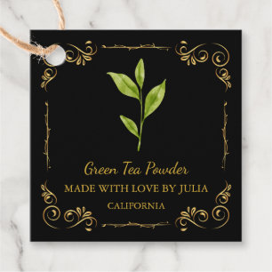 Vintage Homemade Green Tea Powder Square Hang Tag
