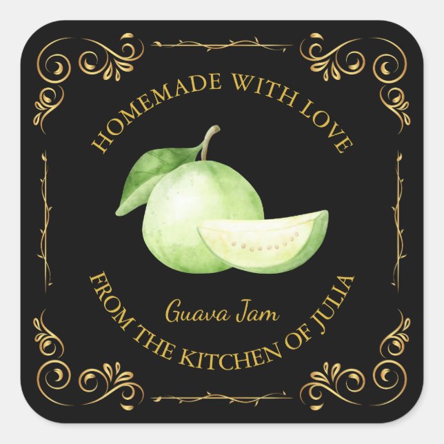 Vintage Homemade Guava Jam Square Label (Front)