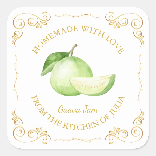 Vintage Homemade Guava Jam Square Label (Front)