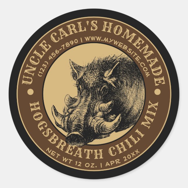 Vintage Homemade Hog Chilli Mix Label Template (Front)