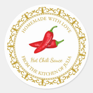 Vintage Homemade Hot Chilli Sauce Label l White
