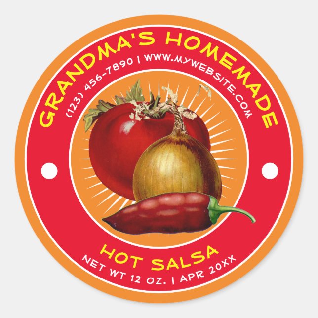 Vintage Homemade Hot Salsa Label Template (Front)