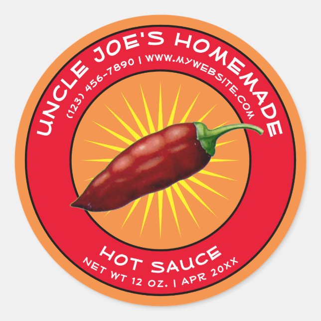 Vintage Homemade Hot Sauce Label Template (Front)