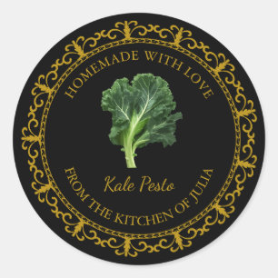 Vintage Homemade Kale Pesto Label l Black