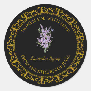 Vintage Homemade Lavender Syrup Label l Black