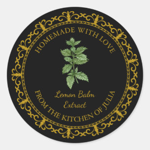 Vintage Homemade Lemon Balm Extract Label l Black
