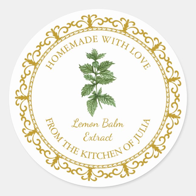 Vintage Homemade Lemon Balm Extract Label l White (Front)