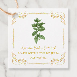 Vintage Homemade Lemon Balm Extract Square Tag