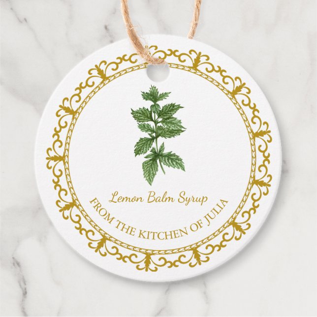 Vintage Homemade Lemon Balm Syrup Hang Tag (Front)