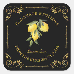 Vintage Homemade Lemon Jam Square Label