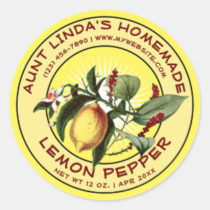Vintage Homemade Lemon Pepper Label Template