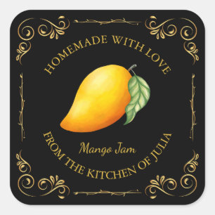 Vintage Homemade Mango Jam Square Label
