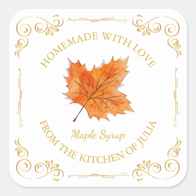 Vintage Homemade Maple Syrup Square Label (Front)