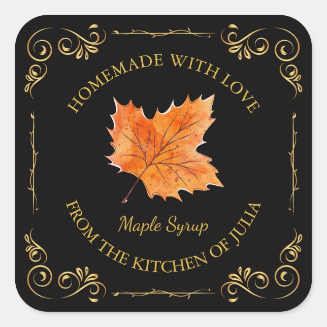 Vintage Homemade Maple Syrup Square Label (Front)