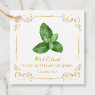 Vintage Homemade Mint Extract Square Hang Tag