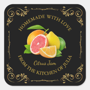 Vintage Homemade Mixed Citrus Jam Square Label