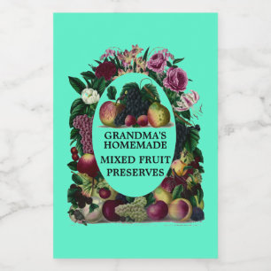 Vintage Homemade Mixed Fruit Preserves Template Food Label