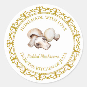 Vintage Homemade Mushroom Pickle Label l White