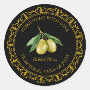 Vintage Homemade Olive Oil / Pickle Label l Black