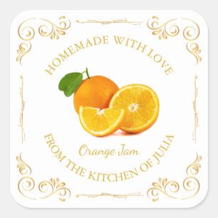 Vintage Homemade Orange Jam Square Label