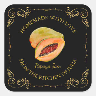 Vintage Homemade Papaya Jam Square Label