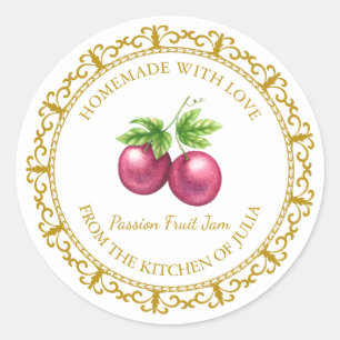 Vintage Homemade Passion Fruit Jam Label l White