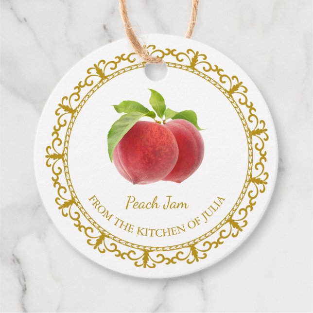 Vintage Homemade Peach Jam Hang Tag l White (Front)