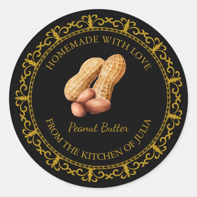 Vintage Homemade Peanut Butter Label l Black (Front)