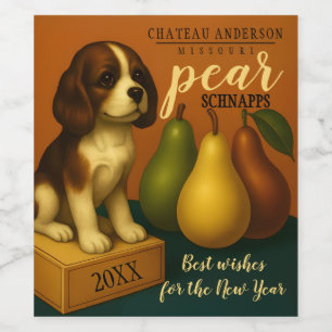 Vintage homemade pear cordial shrub vinegar wine label