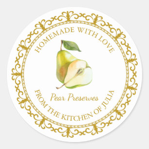 Vintage Homemade Pear Preserves Label l White