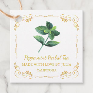 Vintage Homemade Peppermint Tea Square Hang Tag