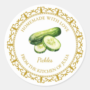 Vintage Homemade Pickle Label l White