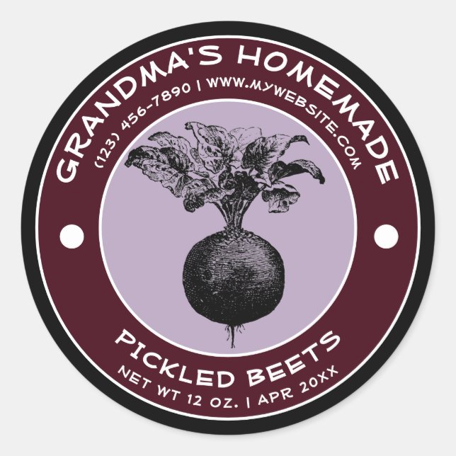 Vintage Homemade Pickled Beets Label Template (Front)