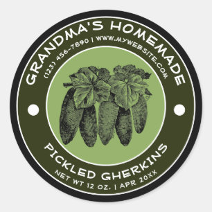 Vintage Homemade Pickled Gherkins Label Template