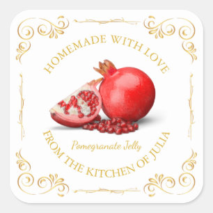 Vintage Homemade Pomegranate Jelly Square Label