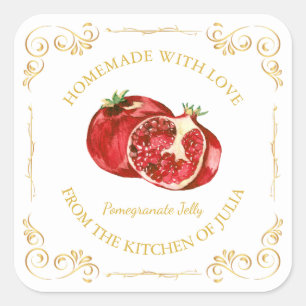 Vintage Homemade Pomegranate Jelly Square Label