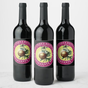 Vintage Homemade Pomegranate Syrup Template Wine Label
