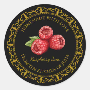 Vintage Homemade Raspberry Jam Label l Black