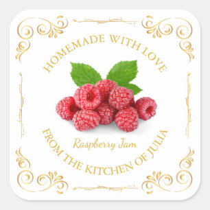 Vintage Homemade Raspberry Jam Square Label