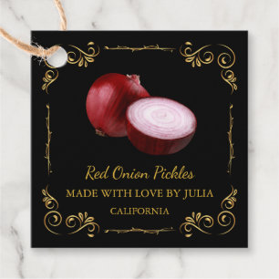 Vintage Homemade Red Onion Pickle Square Hang Tag