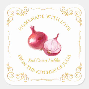 Vintage Homemade Red Onion Pickle Square Label